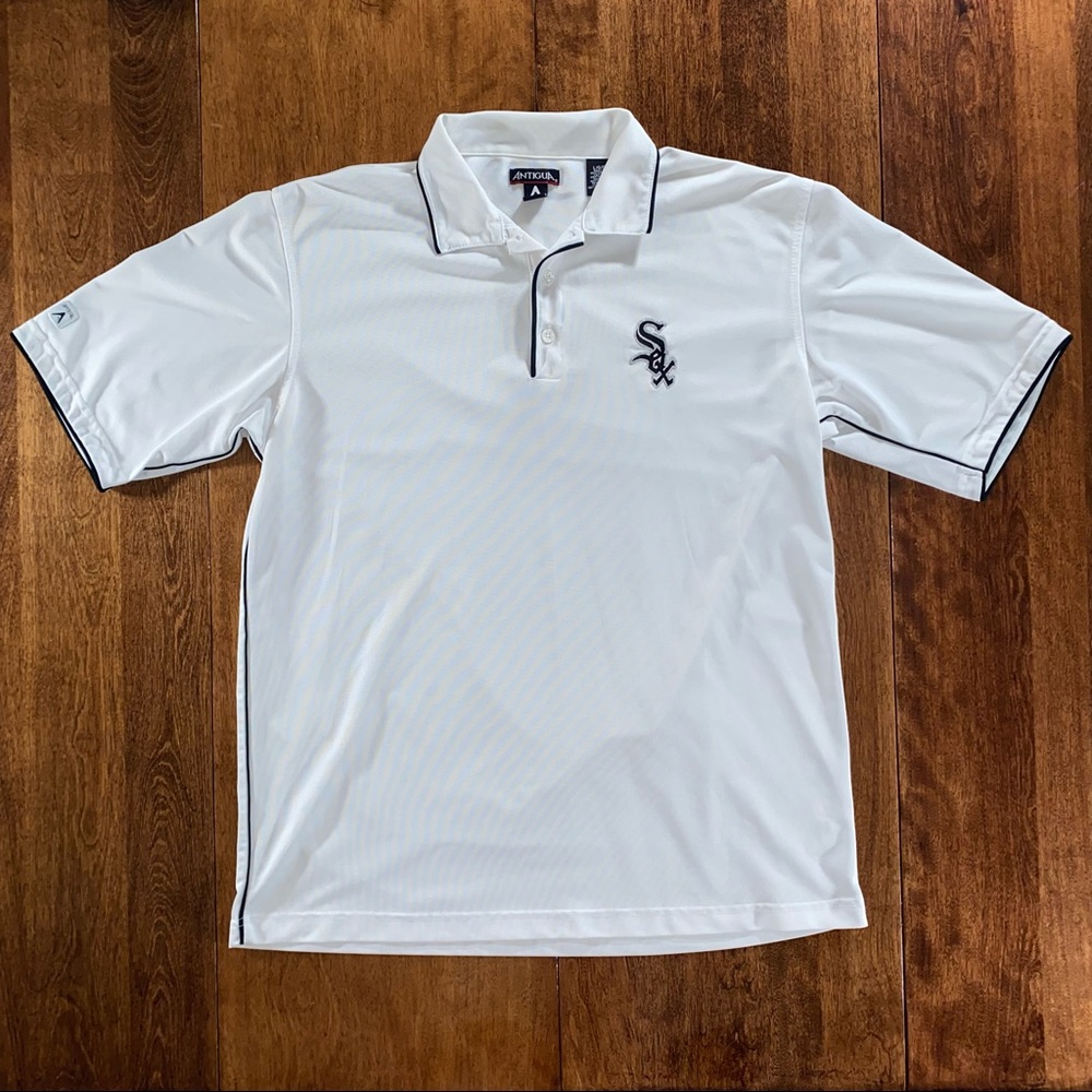 Mens Antigua Chicago White Sox polo white large
